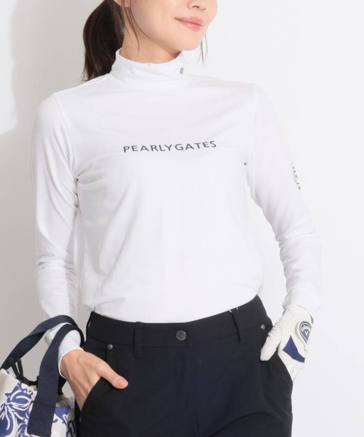 PG ロゴプリントベア天モックネック長袖カットソー