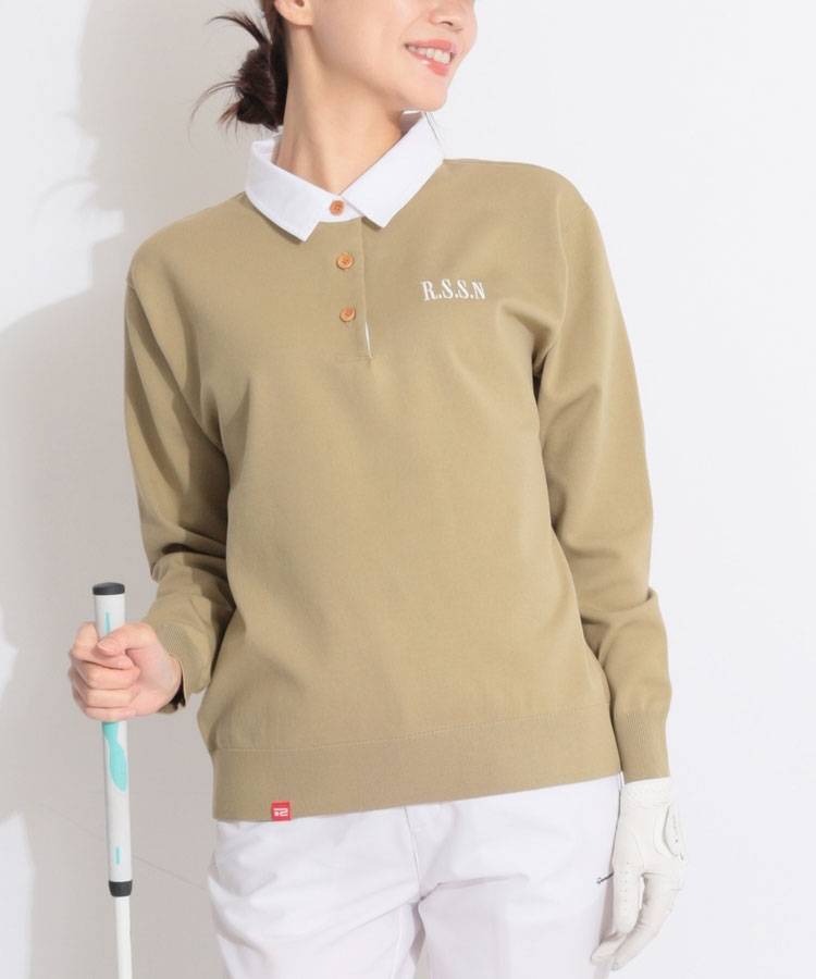 RO バックプリント長袖ポロシャツ