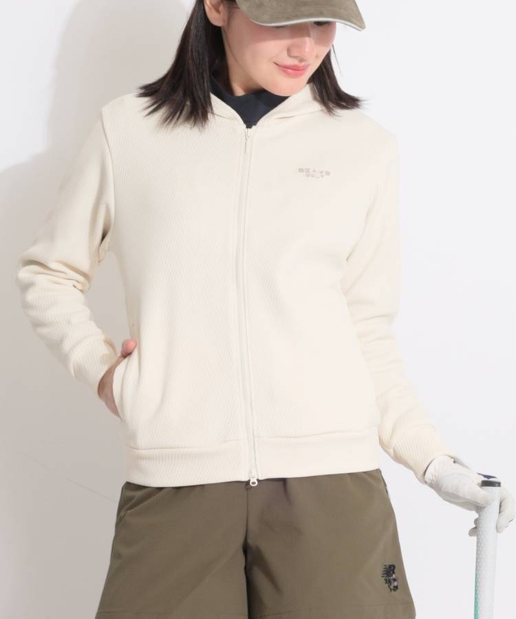 BE ワンポイントロゴメッシュニットパーカー