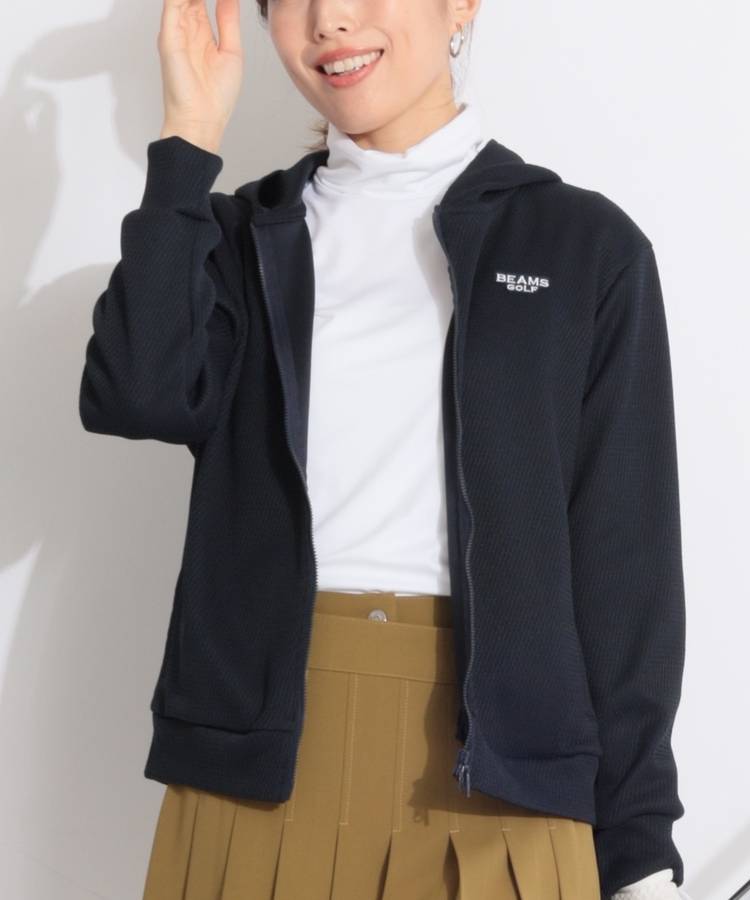 BE ワンポイントロゴメッシュニットパーカー