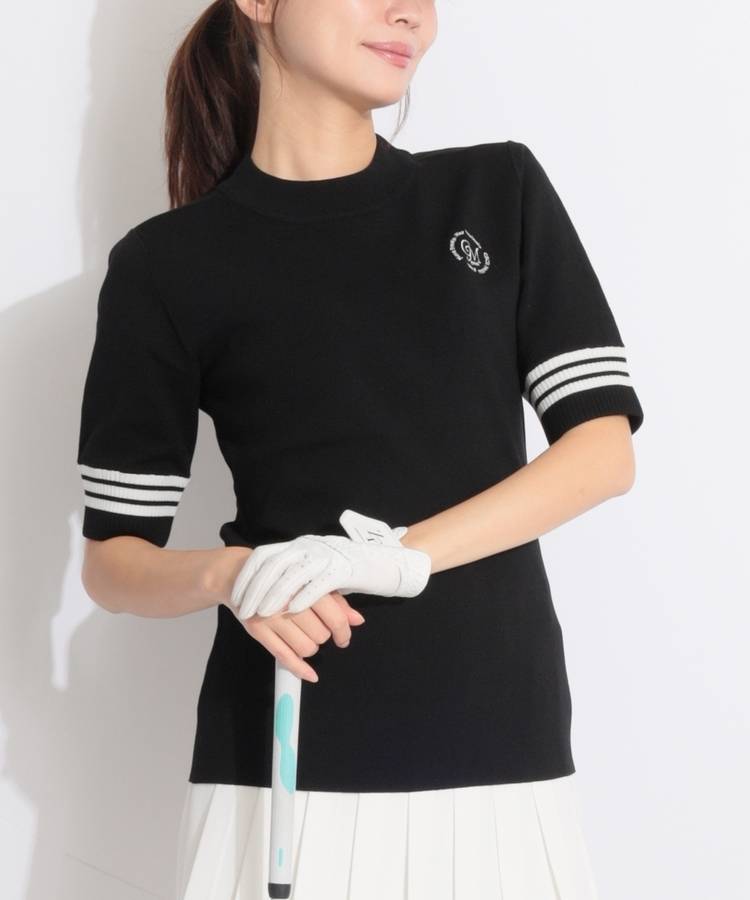 CC スリーブラインモックネック半袖ニット