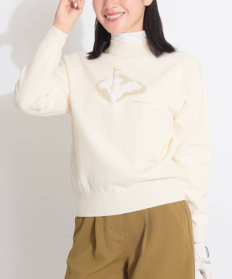 VH アグリーグリーンモチーフモックネックニット