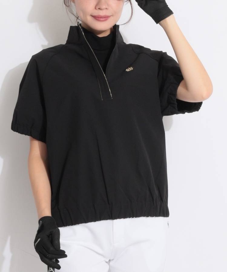 SA 【ストレッチ】ゴールドロゴハーフジップ半袖ジャケット