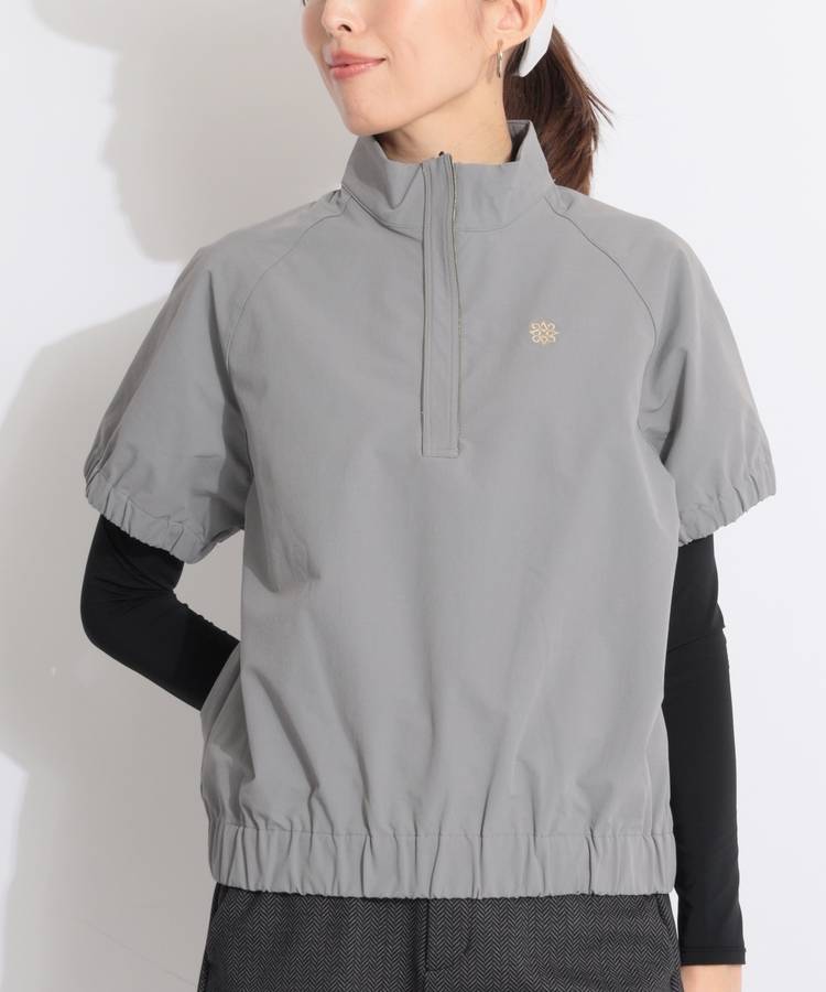 SA 【ストレッチ】ゴールドロゴハーフジップ半袖ジャケット