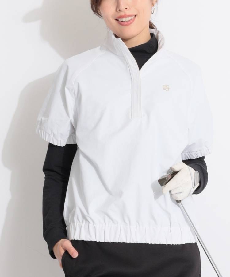 SA 【ストレッチ】ゴールドロゴハーフジップ半袖ジャケット