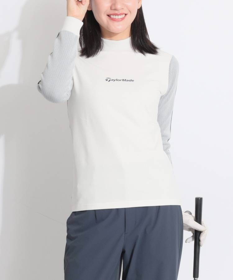 TG 【ストレッチUV】異素材切替モックネックニット