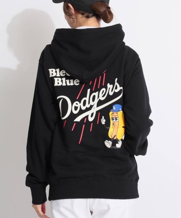 NE 【MajorLeagueBaseball】バックプリント裏毛スウェットパーカー(ブラック)