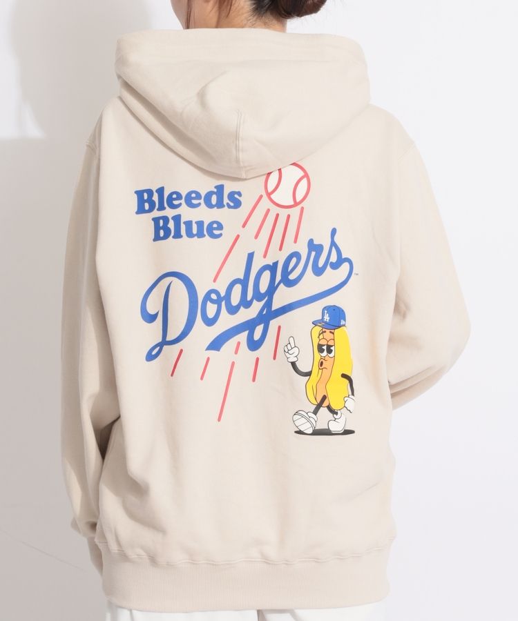 【MajorLeagueBaseball】バックプリント裏毛スウェットパーカー(ベージュ)