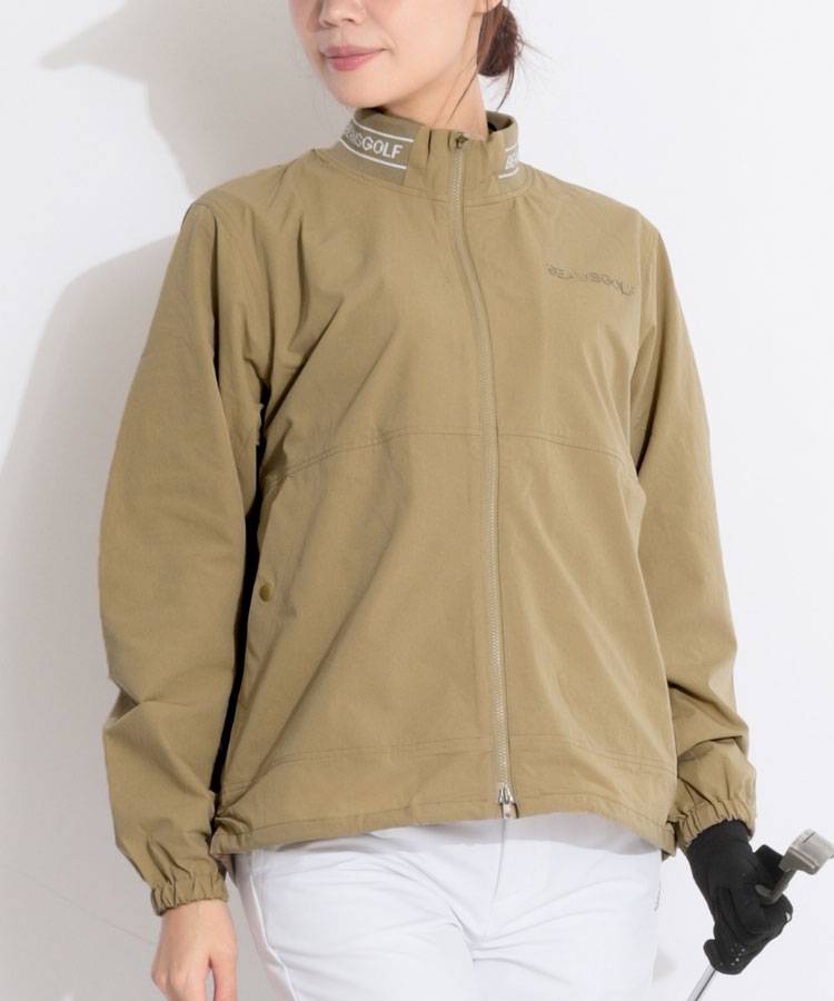 BE 【撥水ストレッチ】ネックロゴラインタフタブルゾン