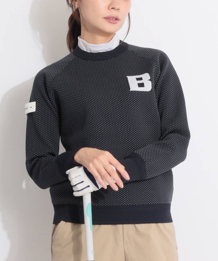 BR アイコンロゴドットジャガードクルーネックニット