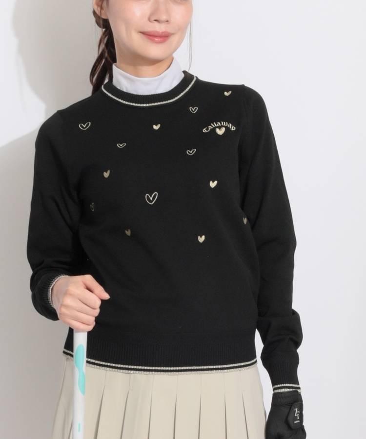 CA 【LOVECallaway】ハート刺しゅうクルーネックニット