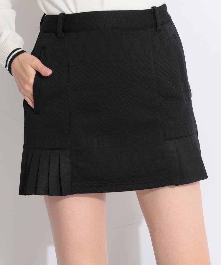 CA 【ストレッチ】パターンキルトプリーツ切替スカート
