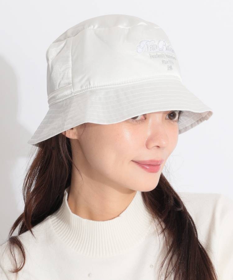 NB ロゴ刺繍サテン風中綿バケットハット