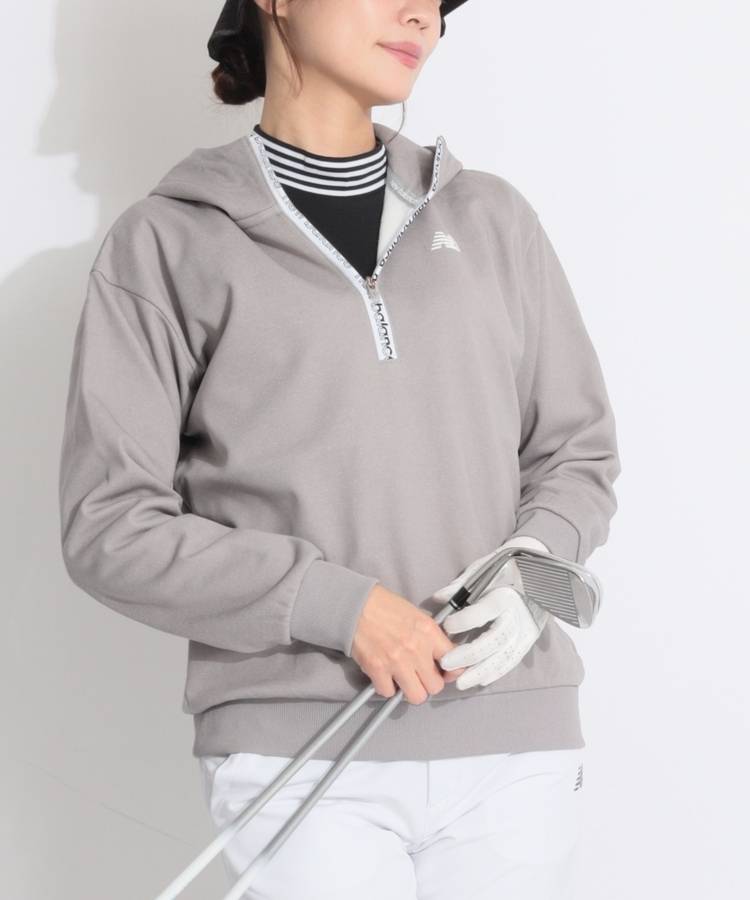 NB 【耐風】ハーフジップ裏起毛フーディプルオーバー