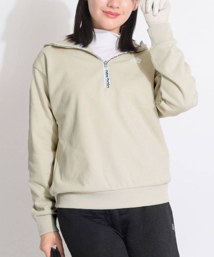 NB 【耐風】ハーフジップ裏起毛フーディプルオーバー