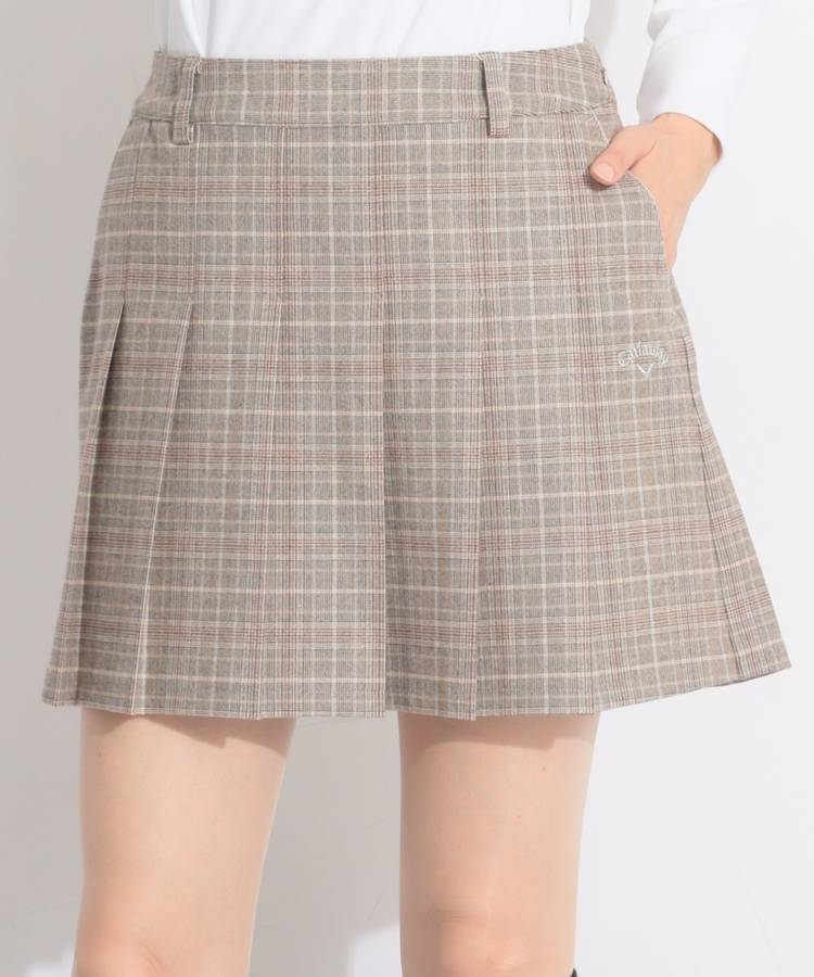 CA 【ストレッチ】チェック柄スムースプリーツスカート