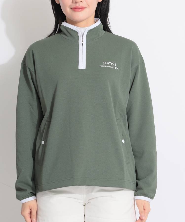 PN 【速乾UV】バックラインメッシュハーフジッププルオーバー