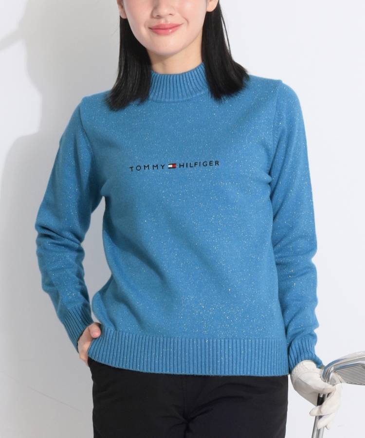 TH ロゴ刺繍ラメモールボトルネックニット