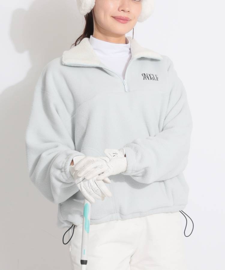 RI 【オーバーサイズ】裏メッシュハーフジップフリースプルオーバー
