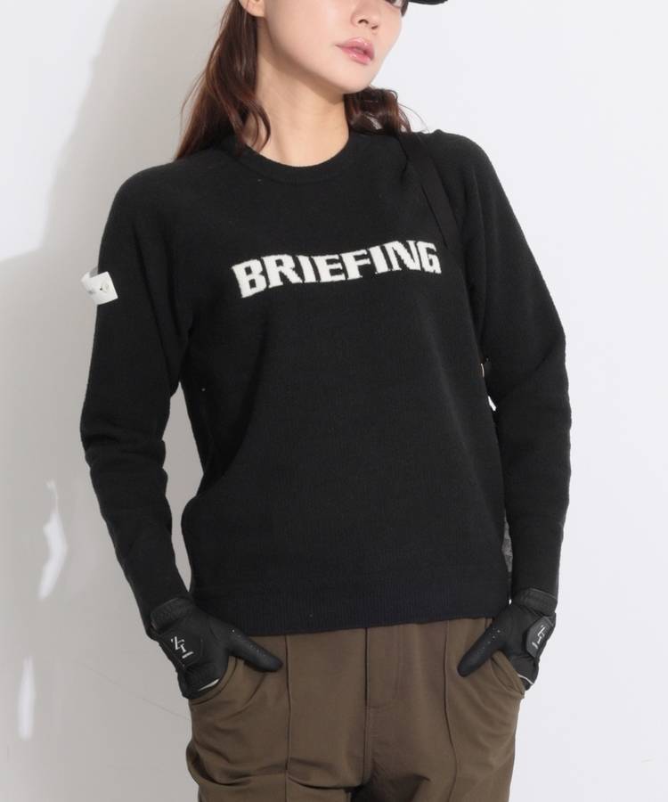 BR バックロゴラインエアリーヤーンクルーネックニット