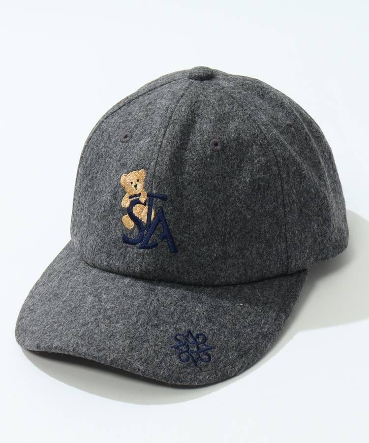 SA テディベアロゴ刺繍メルトンキャップ