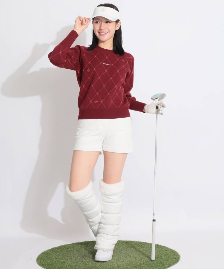 VH ダイヤ柄ジャガードモックネックニット