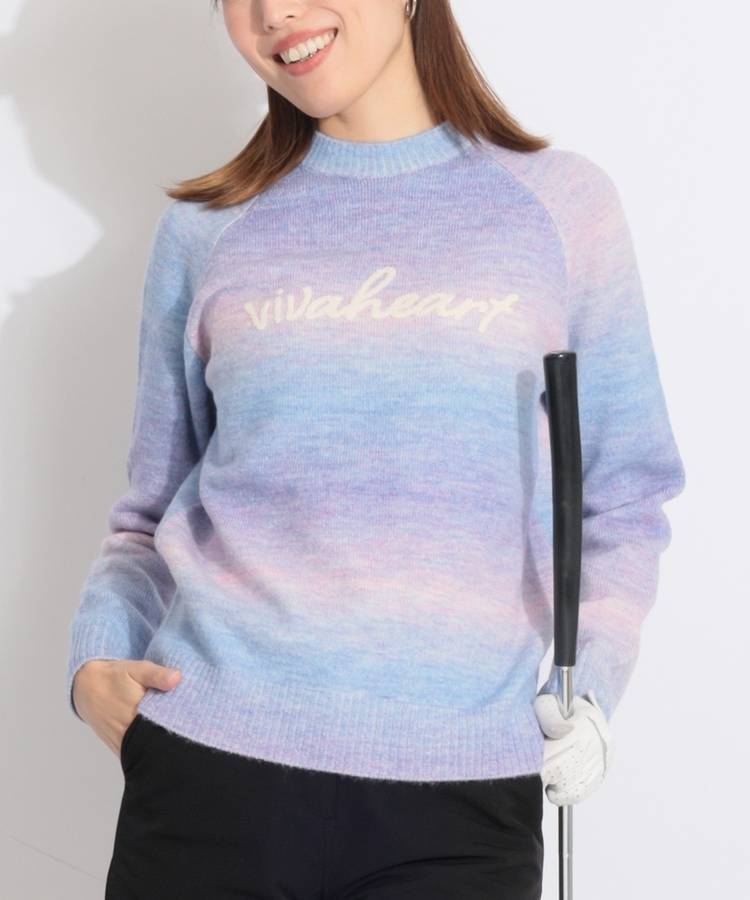 VH パイルロゴグラデーションモックネックニット