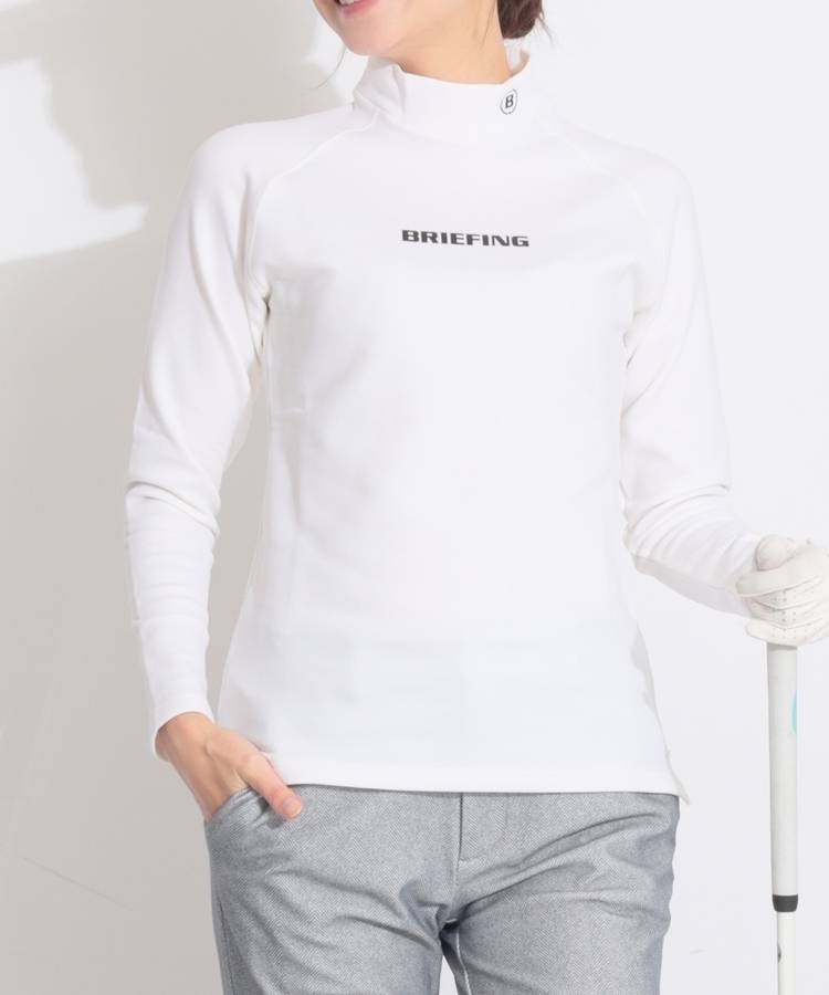 BR バックドットロゴプリント裏起毛モックネック長袖カットソー