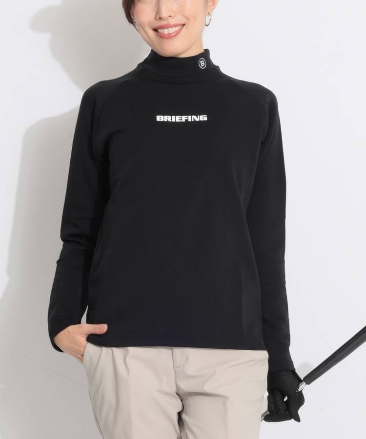 BR バックドットロゴプリント裏起毛モックネック長袖カットソー