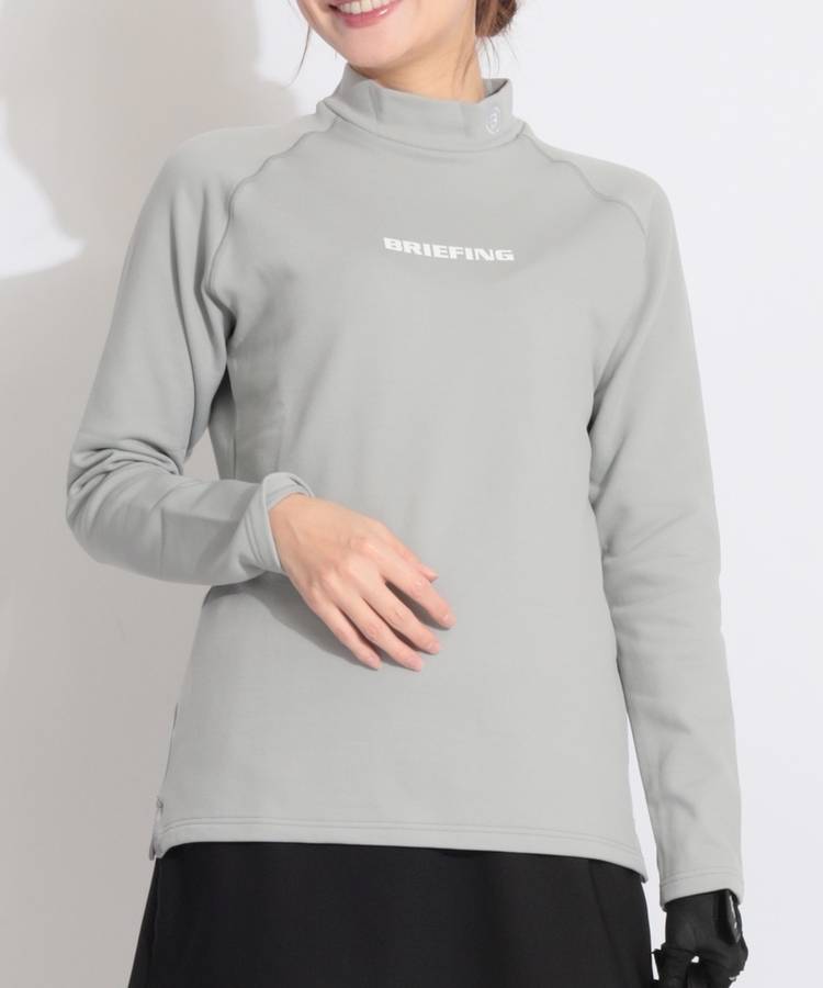 BR バックドットロゴプリント裏起毛モックネック長袖カットソー