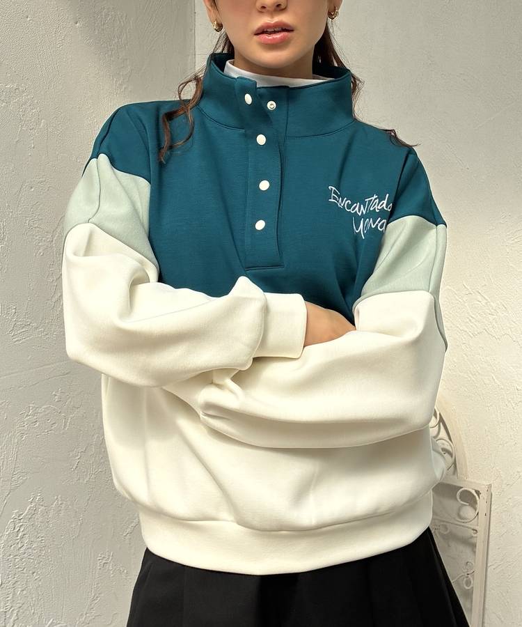 MD 配色切替ハーフボタンダンボールプルオーバー