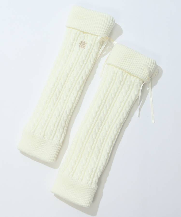 SA 【CP対象品】バックリボンケーブルニットレッグウォーマー