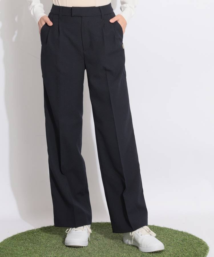SA 【CP対象品】【ストレッチ】ツータックダイヤ織りワイドパンツ