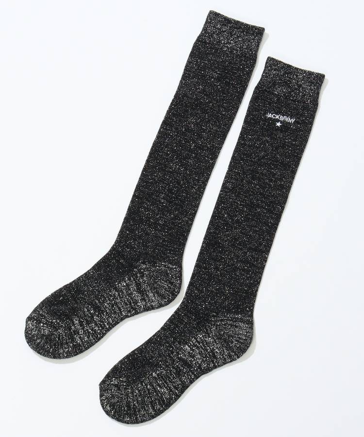 JB 【CP対象品】【抗菌防臭】ロゴ刺繍ラメハイソックス