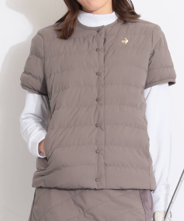 LQ 【発熱保温】中綿ノーカラー半袖ブルゾン