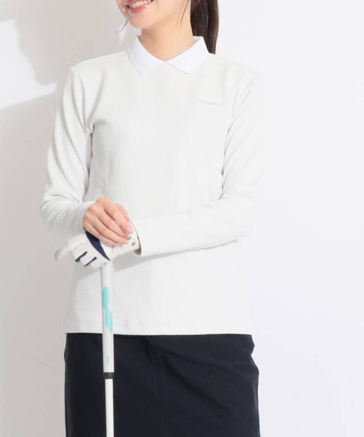 BE フラワージャガード衿付き長袖カットソー