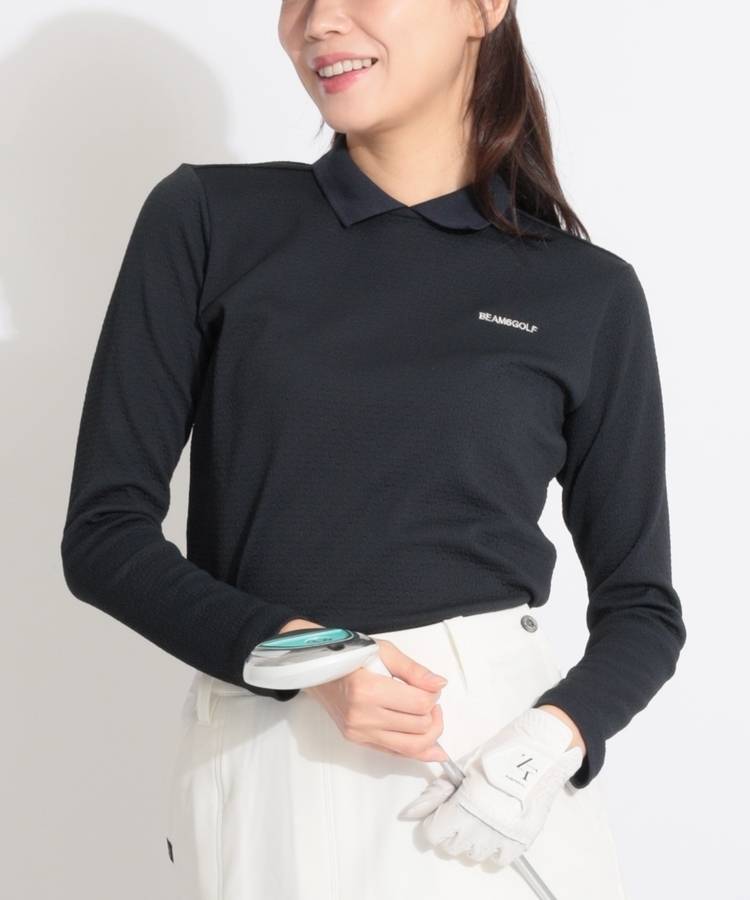 BE フラワージャガード衿付き長袖カットソー