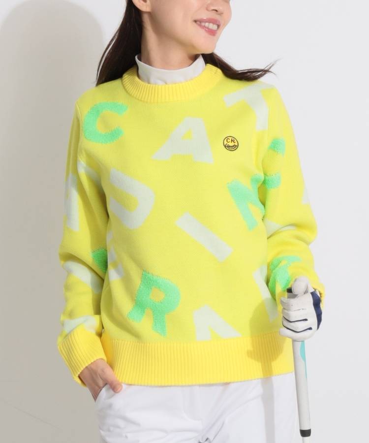 CU サガラロゴジャガードクルーネックニット