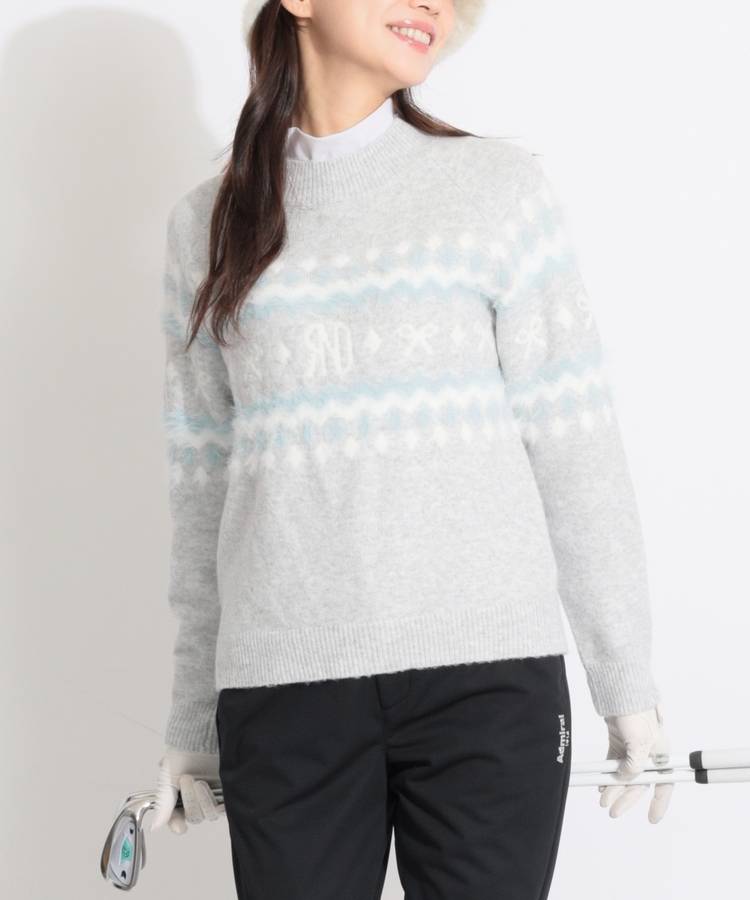 RI ファーノルディック柄モックネックニット