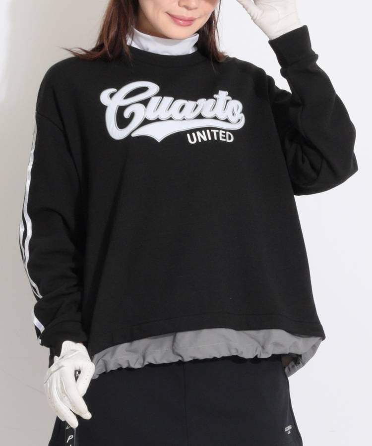CU スリーブラインロゴ裏起毛ワッペンプルオーバー