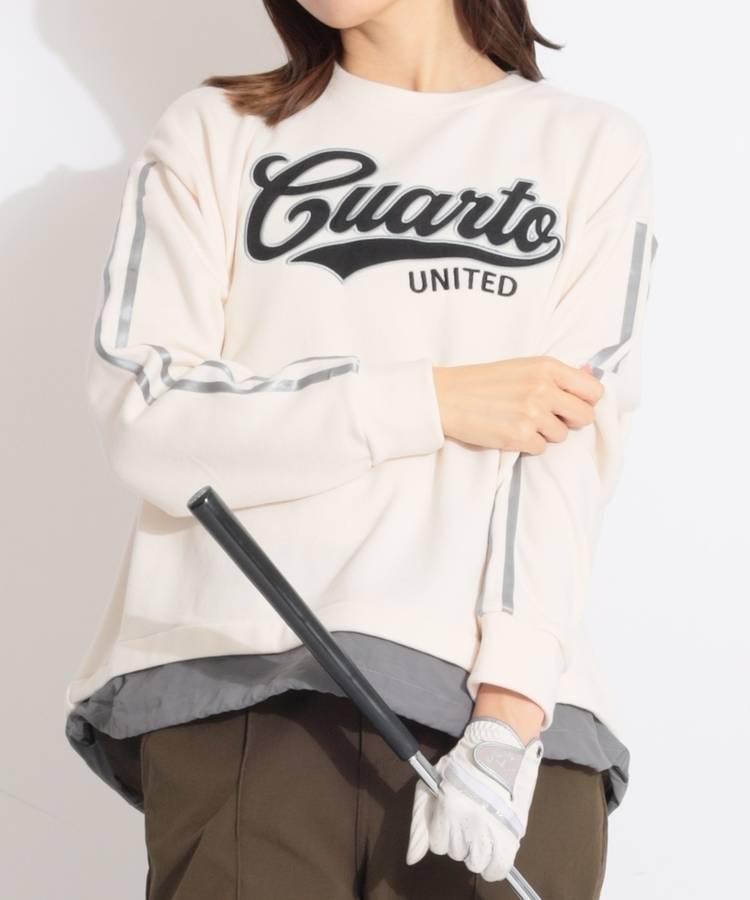 CU スリーブラインロゴ裏起毛ワッペンプルオーバー