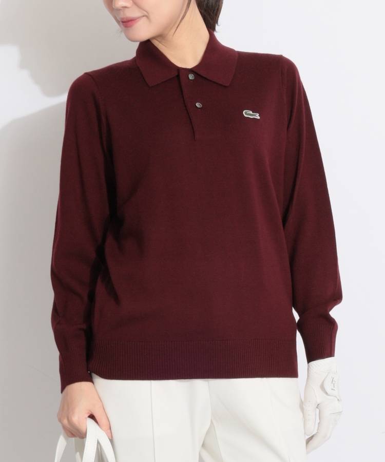 BE 【LACOSTE】ワンポイントニット長袖ポロシャツ