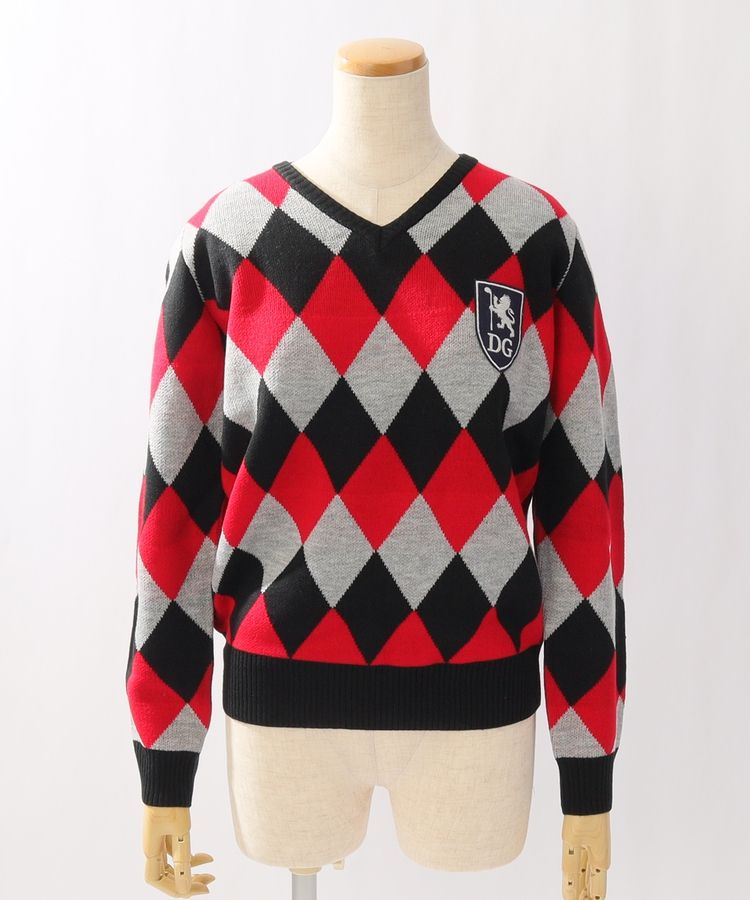 デルソルゴルフ DL アーガイル柄Vネックニット レディースゴルフウェア