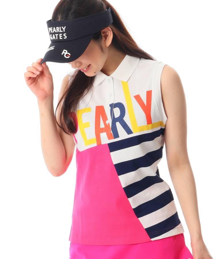 PG 配色ロゴノースリーブポロシャツ