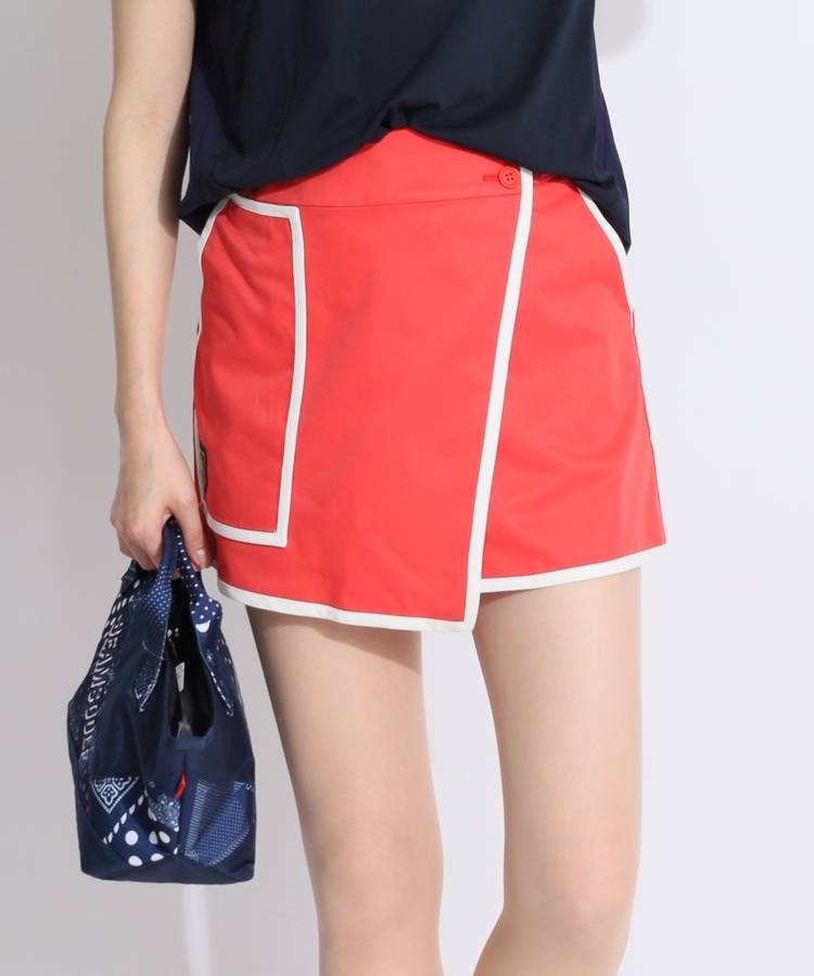 SD バイカラーパイピングラップスカート