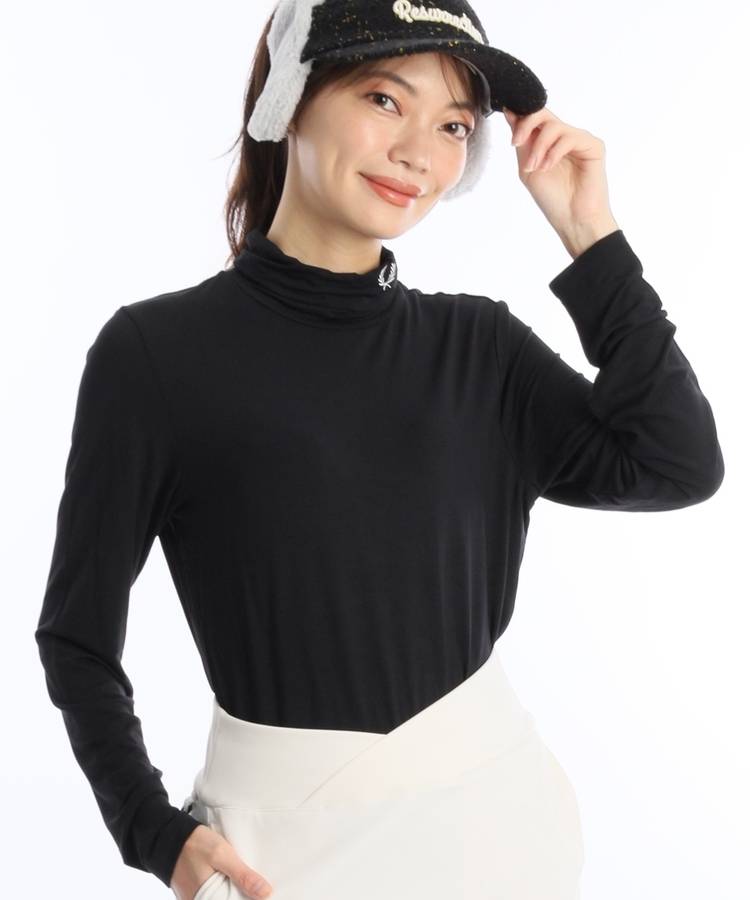 FP 折返しネックレーヨン長袖カットソー