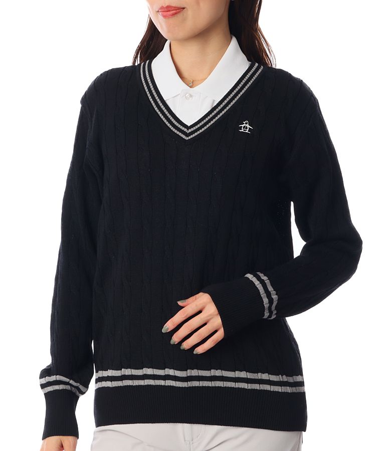 マンシングウェア⛳️クールUVカットワンピース新品未使用　M MUNSING WEAR マンシングウェア 半袖ワンピース ヤシ柄 ネイビー