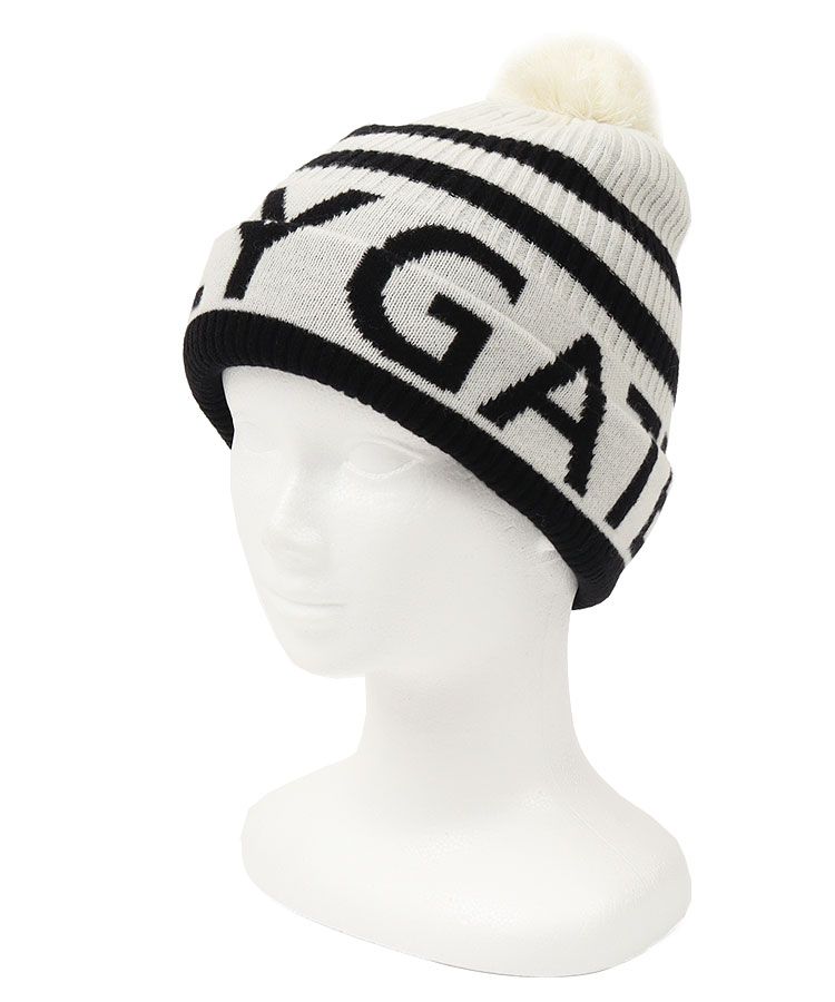 パーリーゲイツ PG ロゴボーダーポンポン付きニット帽 レディース