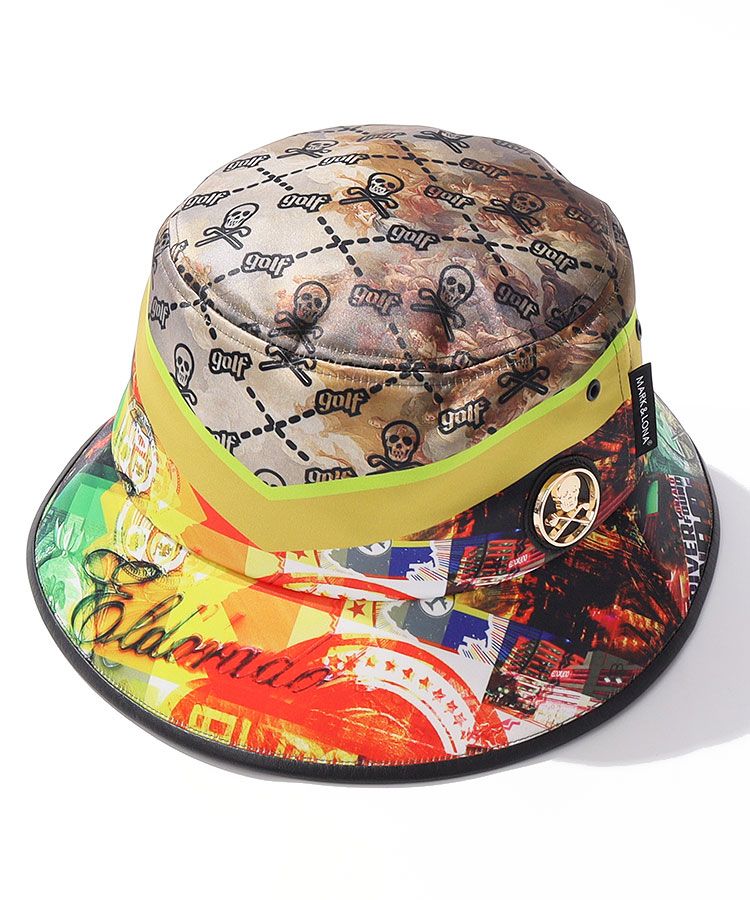 マーク＆ロナ ML ロゴデザイン顎紐付バケットハット レディース