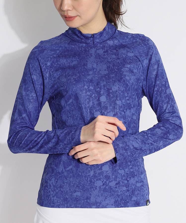 AG 【UPF50】水彩ボタニカルハーフジップ長袖カットソー